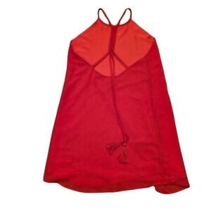 Anna Grace M Red Halter Neck Braided Back Strappy Cocktail Mini Dress Lined